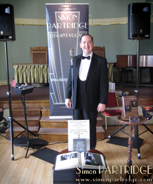 Simon Partridge singing at The Vintage Wedding Fayre in Worcester
