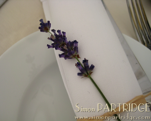Napkin with lavender stem